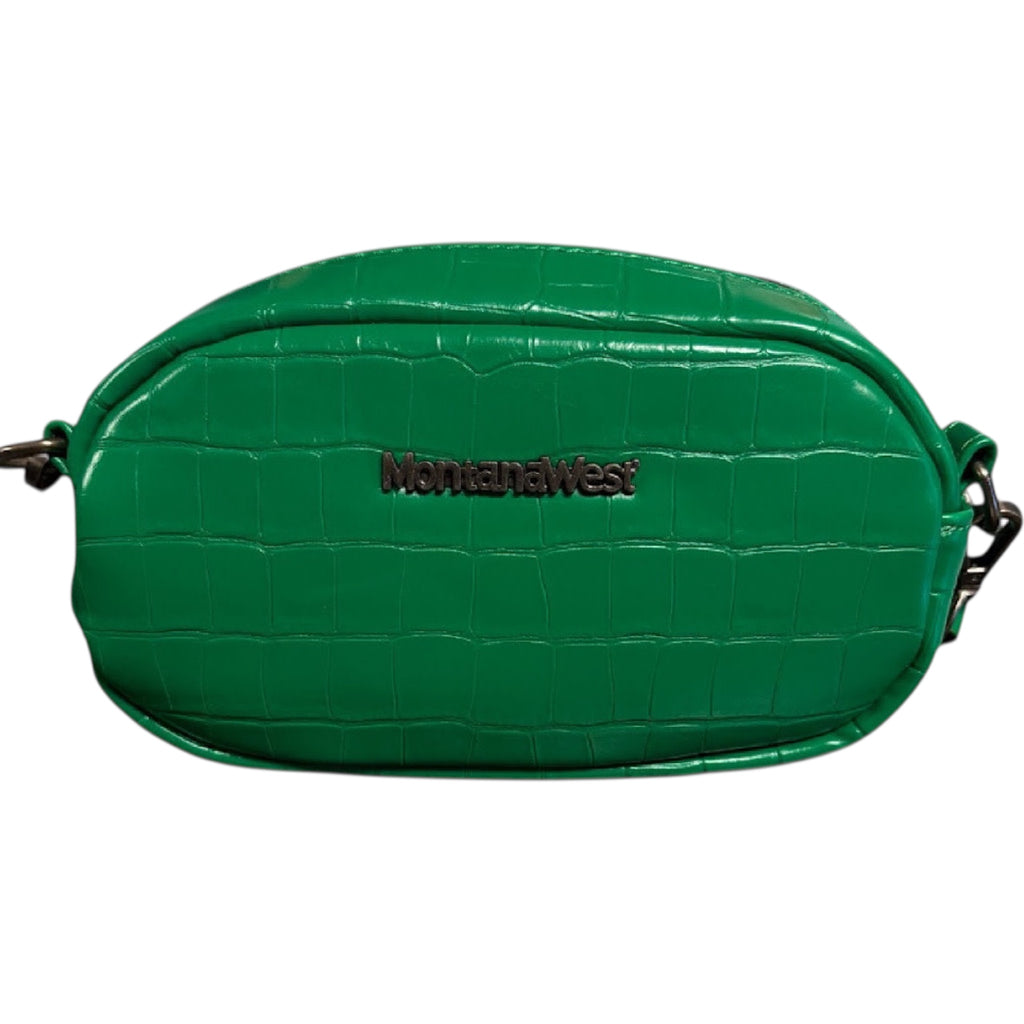Montana West Kelly Green Crocodile Print Crossbody Bag