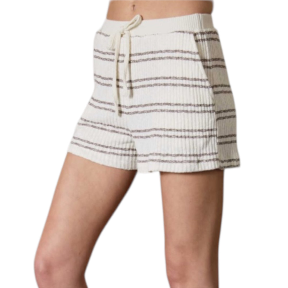 Marled Stripe Collared Knit Shorts Set