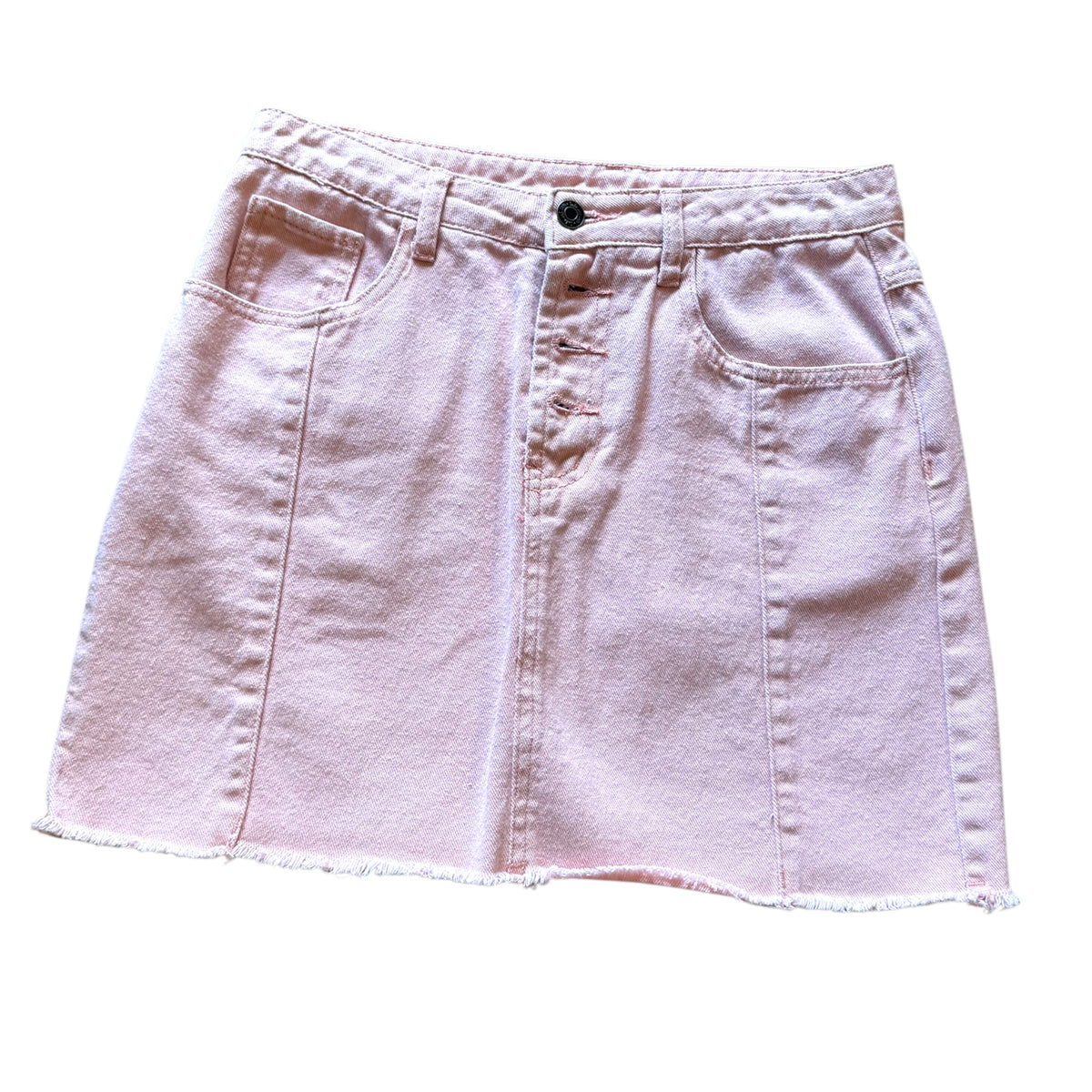 Sadie & Sage Pink Denim Button Fly Skirt Size Small-RF