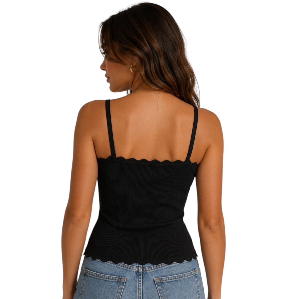 Black Scallop Cami Top