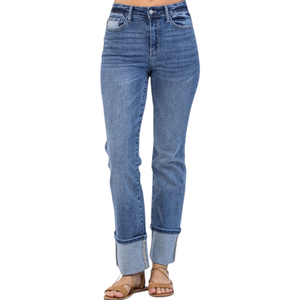 Judy Blue H/R Straight Leg with Wide Cuff JB88328