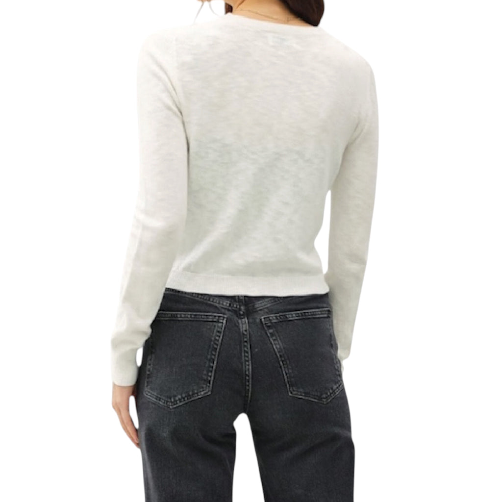 Ivory Cotton Slub Button Up Cardigan