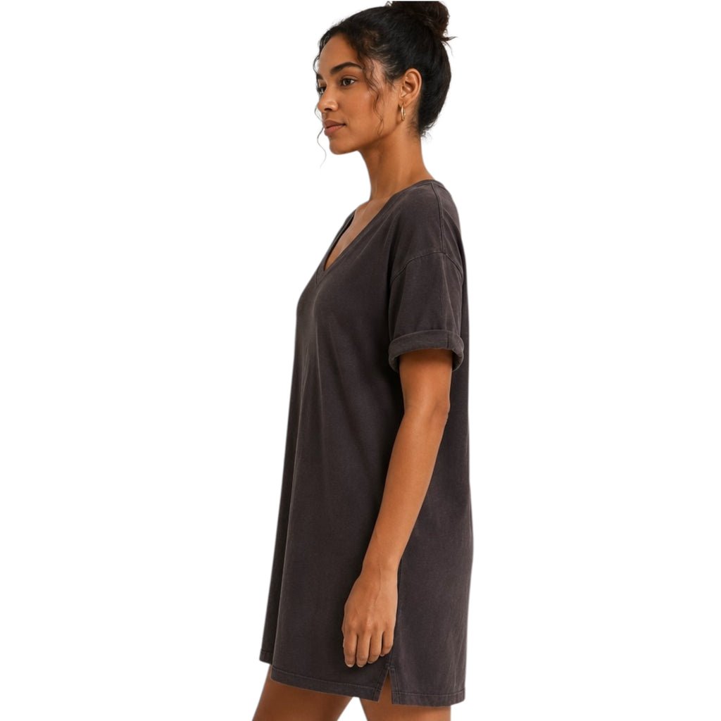 Z Supply V-Neck T-shirt Dress Washed Black