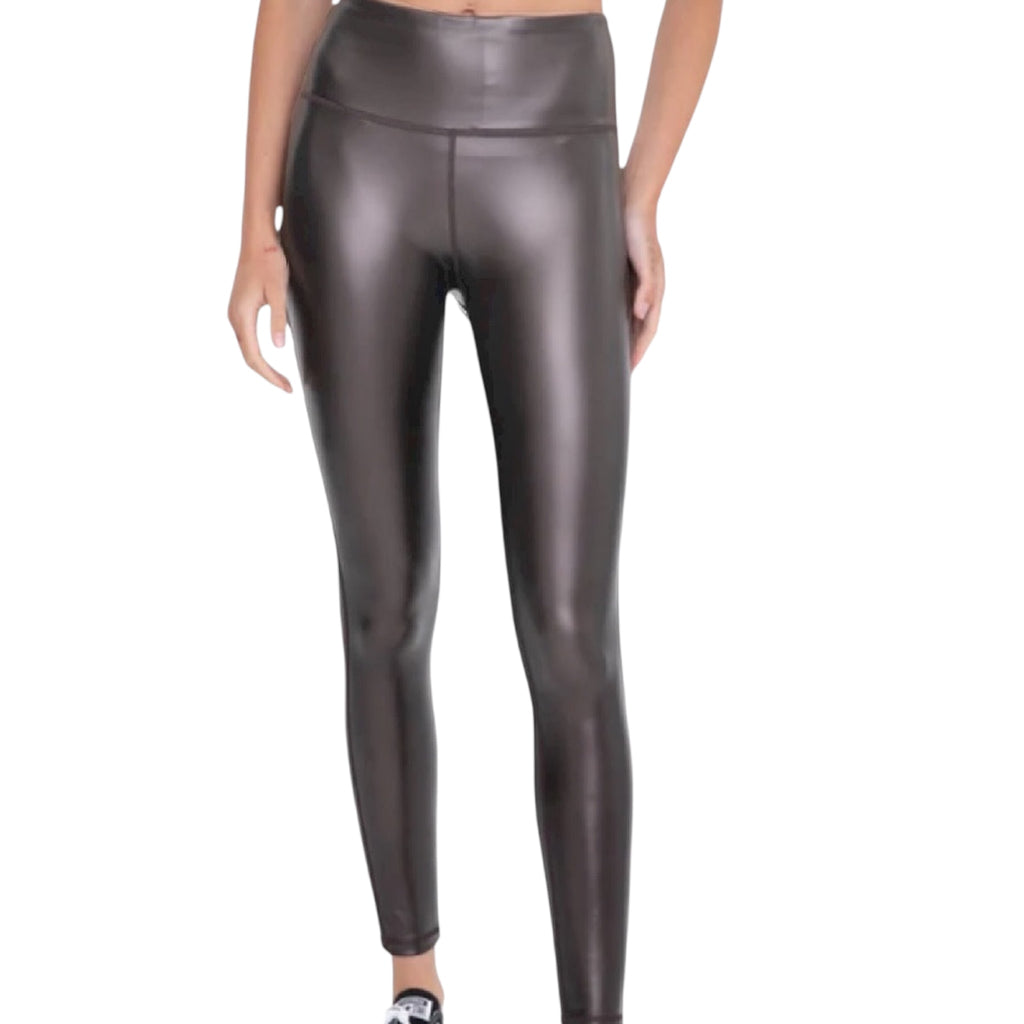 Black Glossy High-Waist Leggings