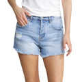MICA MDP-H3424 S/H Hidden Button Distressed W/Raw Hem Shorts
