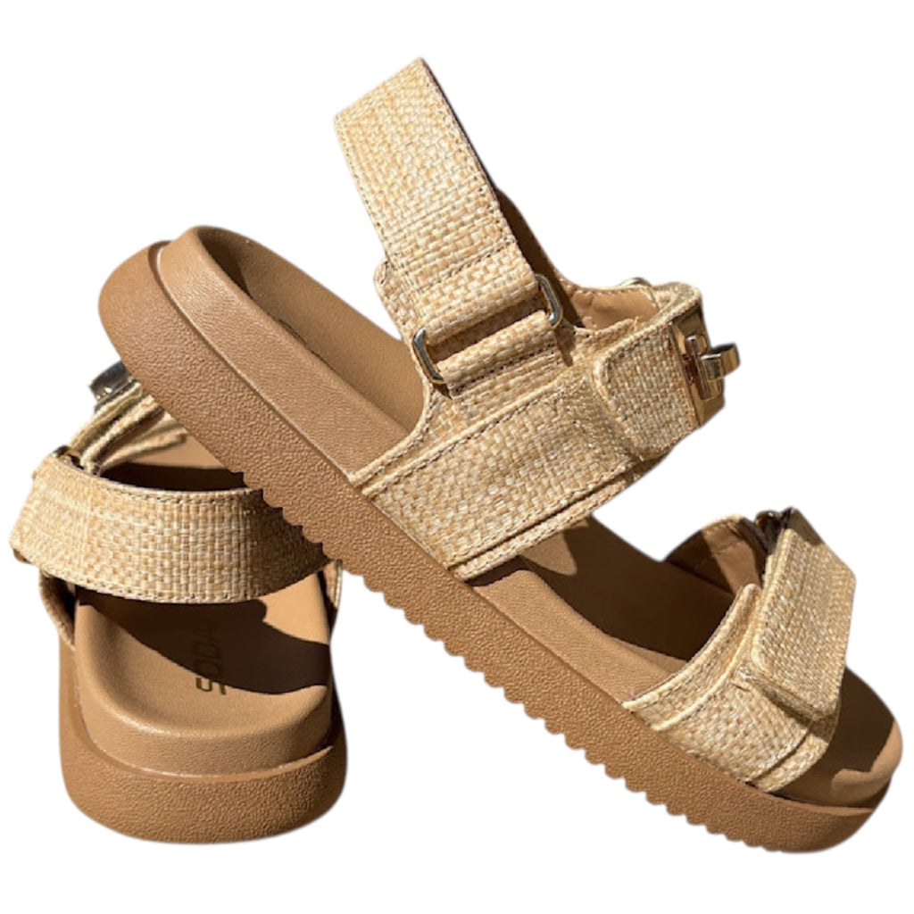 Natural Raffia Woven Double Strap Sandal
