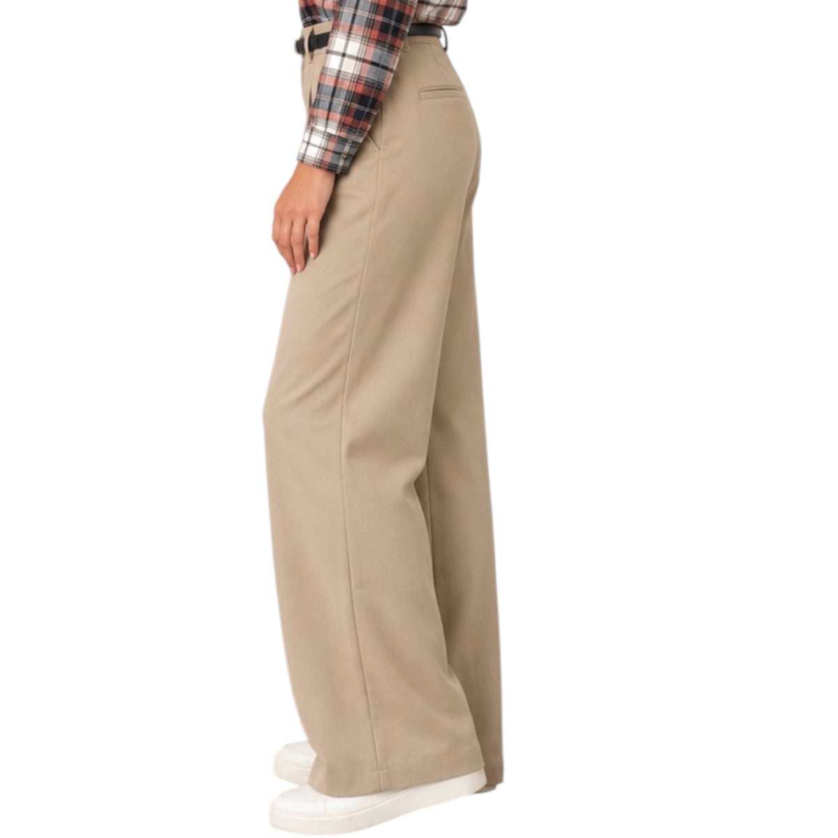 Dark Tan Belted Pant with Center Seam