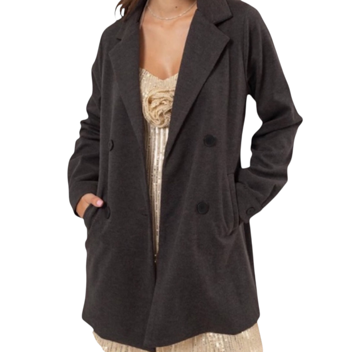 Dark Grey Brushed Twill Coat