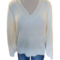 Cream V-Neck Long Sleeve Sweater With Blush Detail -RF