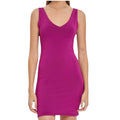 Raspberry Basic Sleeveless V Neck Knit Mini Dress