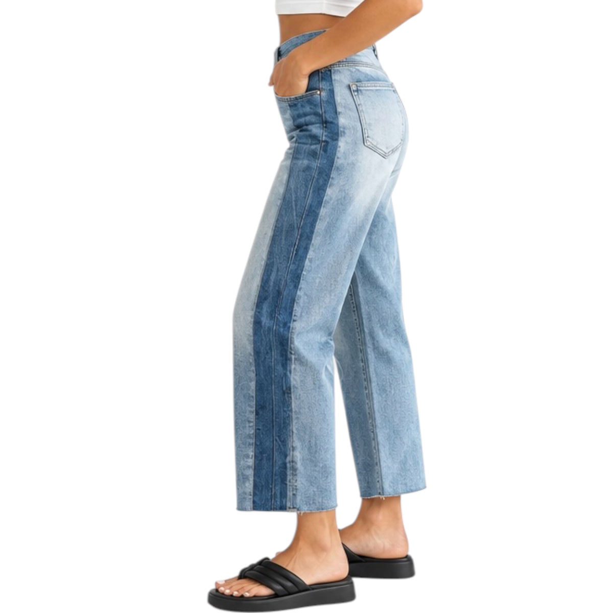 MICA MDP-W4015 HR Wide Ankle Two Tone Panel Jeans