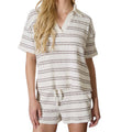 Marled Stripe Collared Knit Shorts Set