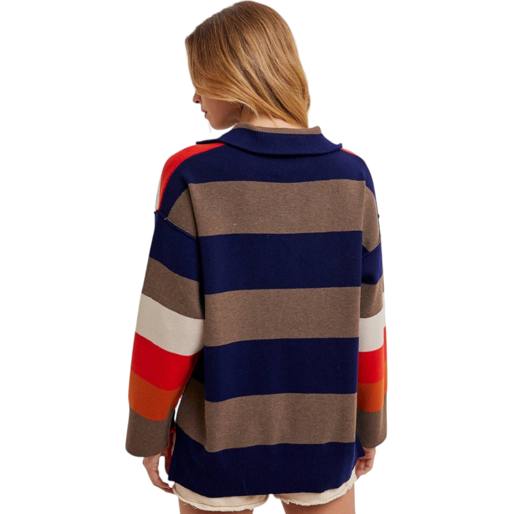 Multi Color Block Striped Pullover