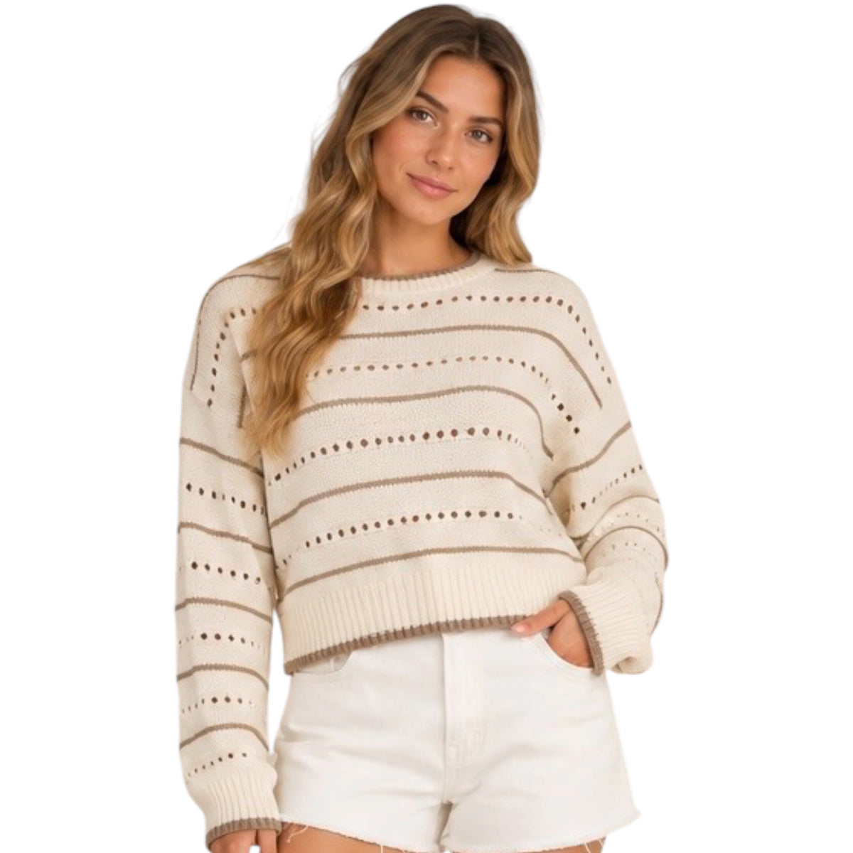 Z Supply Darby Stripe Sweater Sandstone
