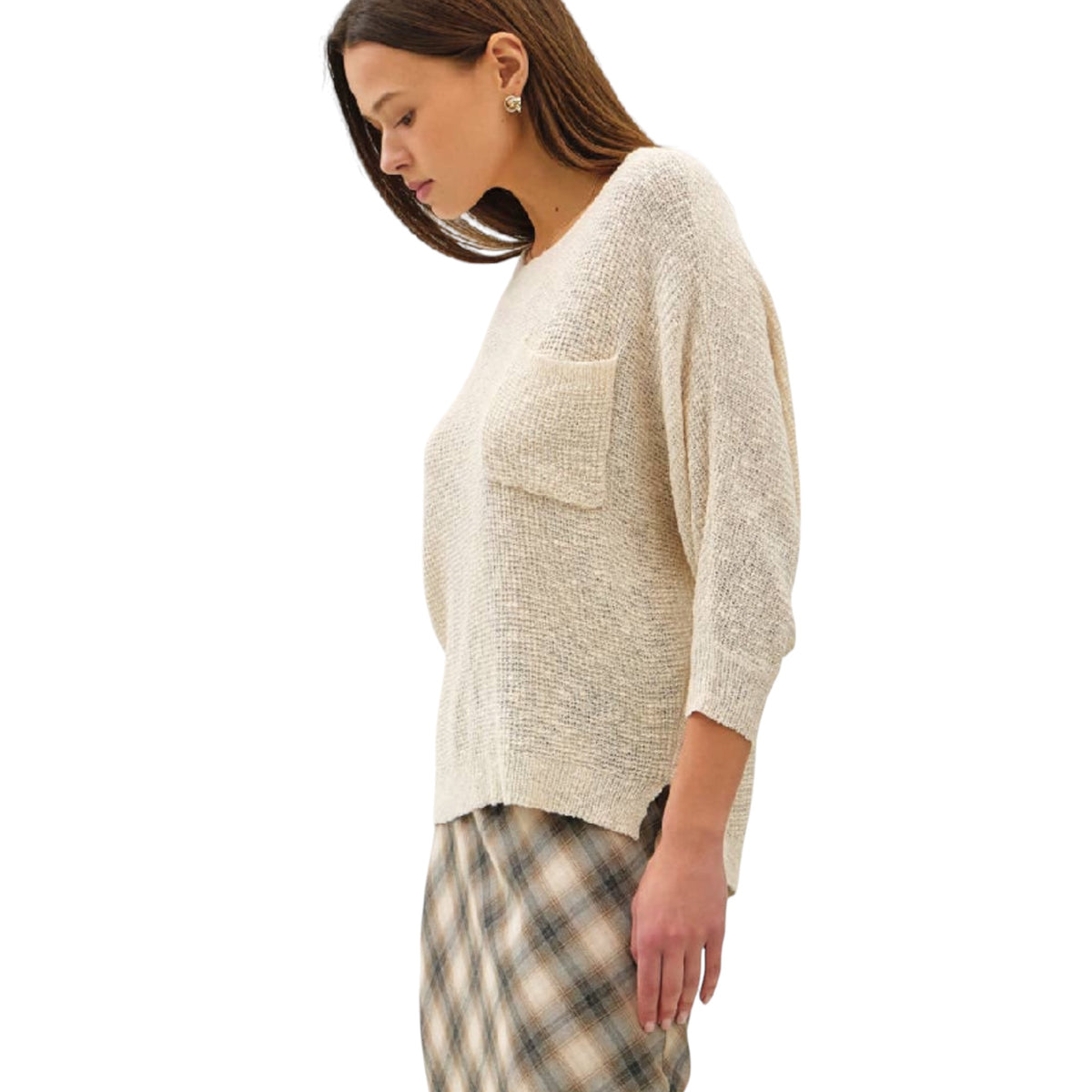 Cream Dolman Long Sleeve Knit Sweater