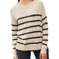 Natural Striped Slub Yarn Round Neck Sweater