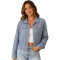 Light Blue Chambray Linen Jean Style Jacket
