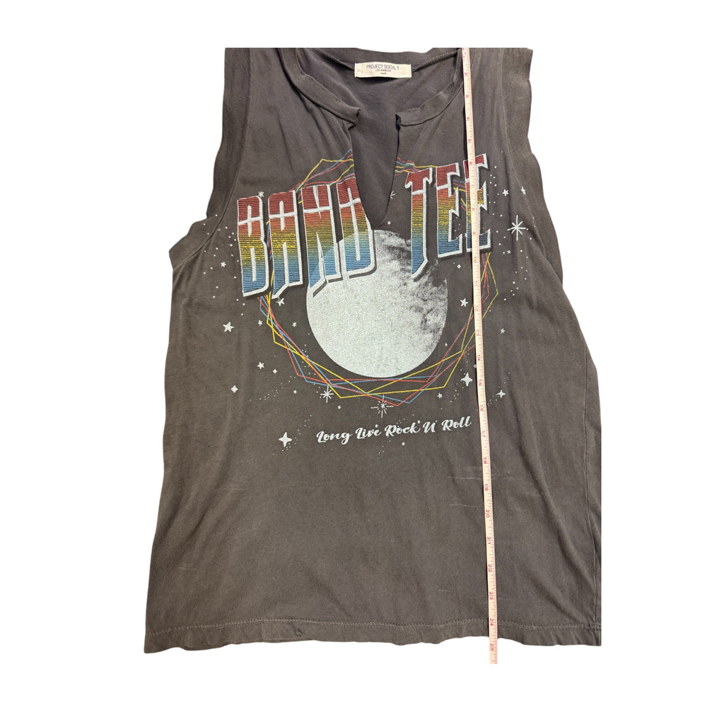 Project Social T Dark Grey V-Neck Band Tee Size Small-RF