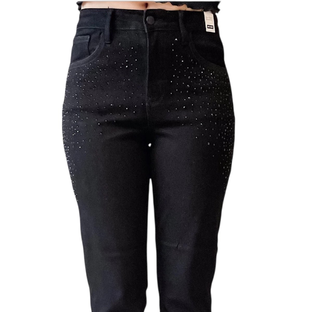 JB88809 Black H/W Rhinestone Embellishment Slim Jeans