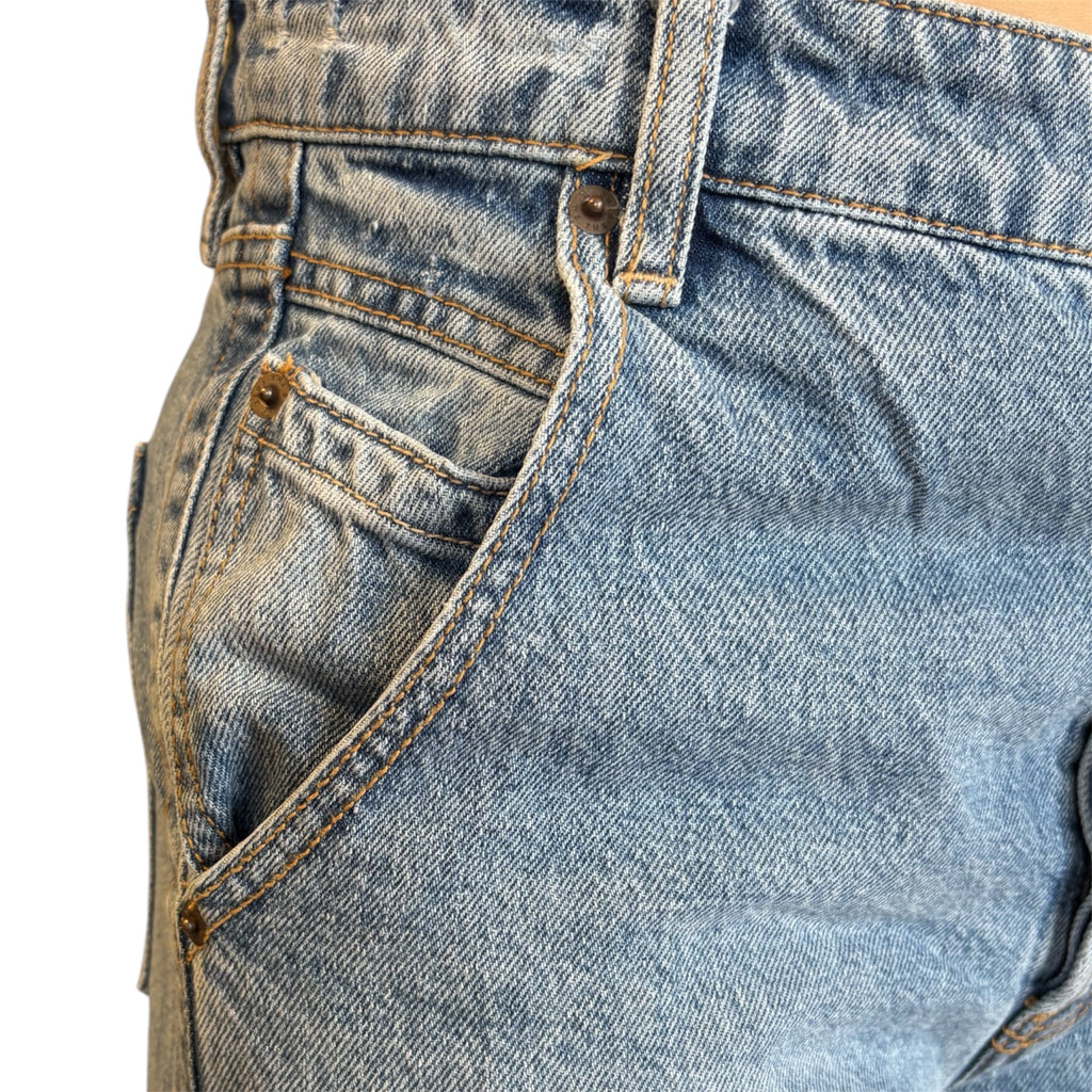 Free People Wide Leg Medium Wash Long Jeans Size 26 - RF