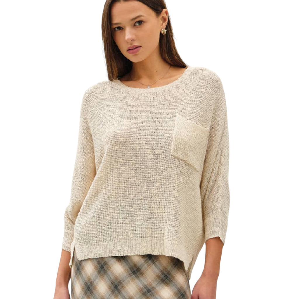 Cream Dolman Long Sleeve Knit Sweater