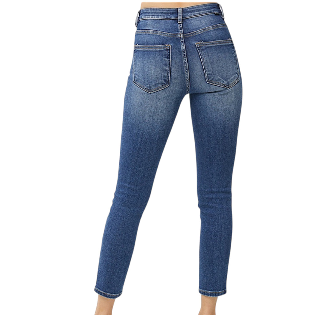 RISEN RDP5586 Dark High Rise Basic Ankle Skinny Jeans