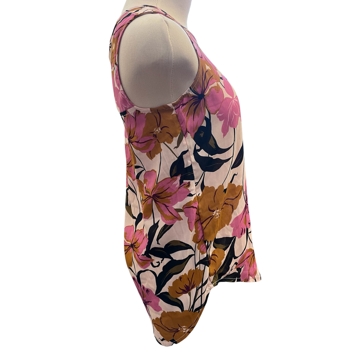 Maurices Irish Cream & Golden Brown Sleeveless Floral Blouse Size XS - RF