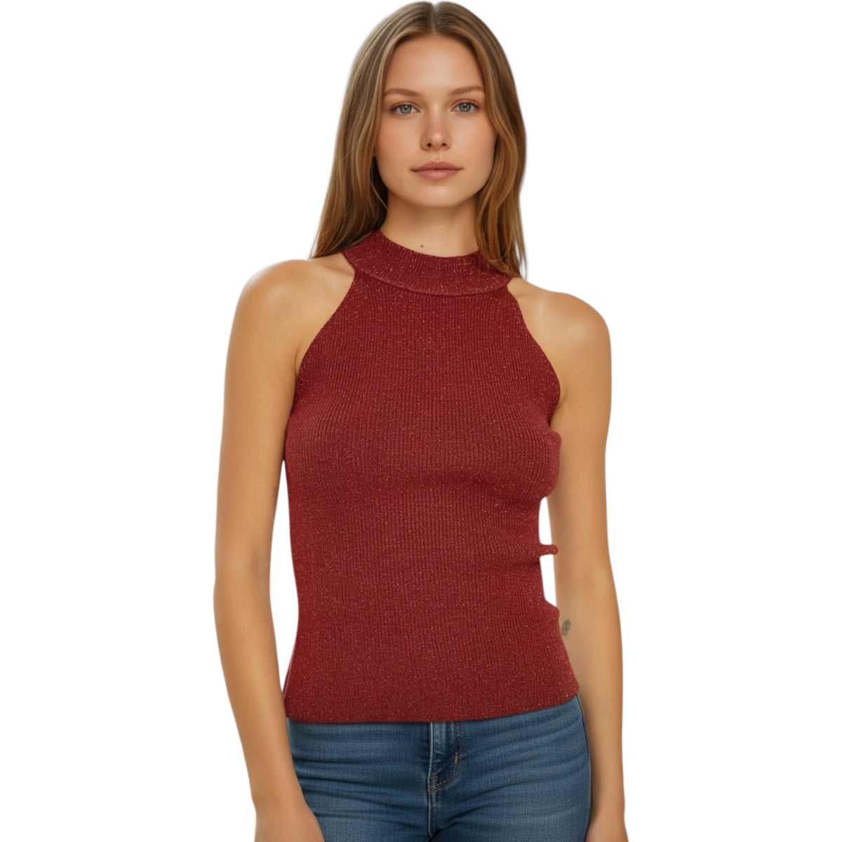 Burgundy Lurex Genevieve Sweater