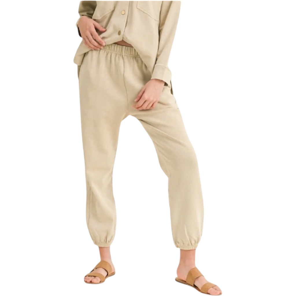 Dye and Washed Cotton Beige Sweatpant/Jogger
