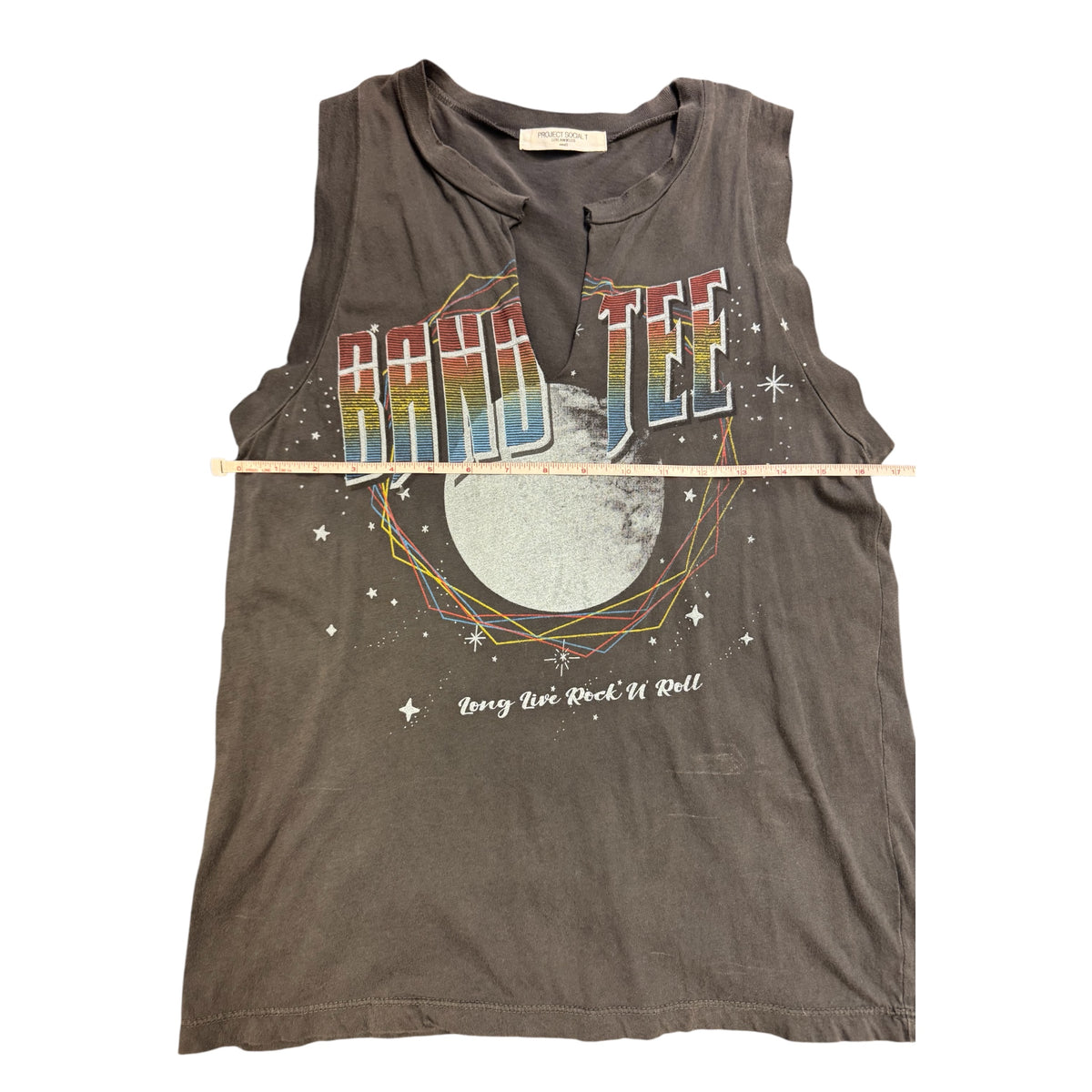 Project Social T Dark Grey V-Neck Band Tee Size Small-RF
