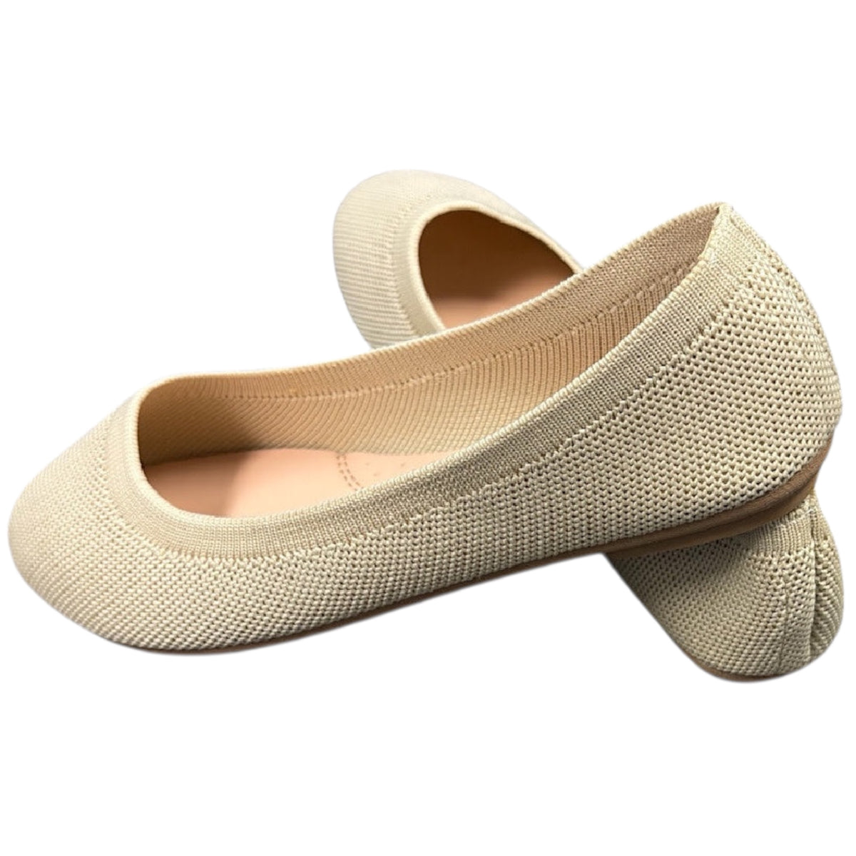 Beige Woven Classic Slip On Flats