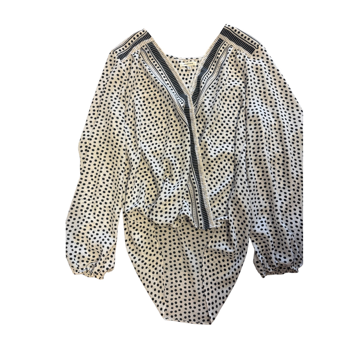 Max Studio White Multi-Pattern Long Sleeve Blouse Size L - RF
