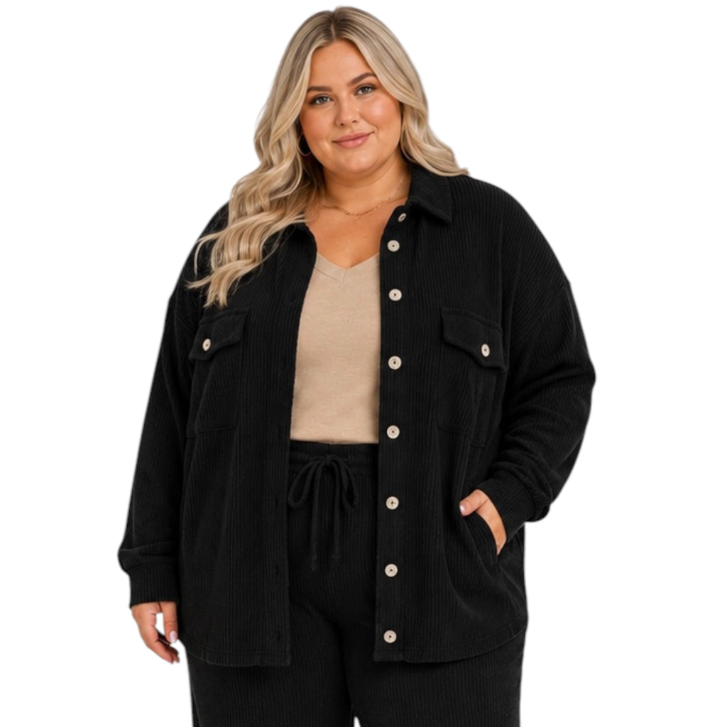 Plus Black Button Down Shirt