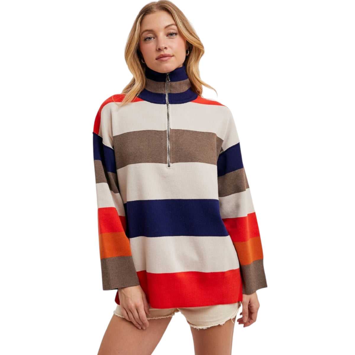 Multi Color Block Striped Pullover
