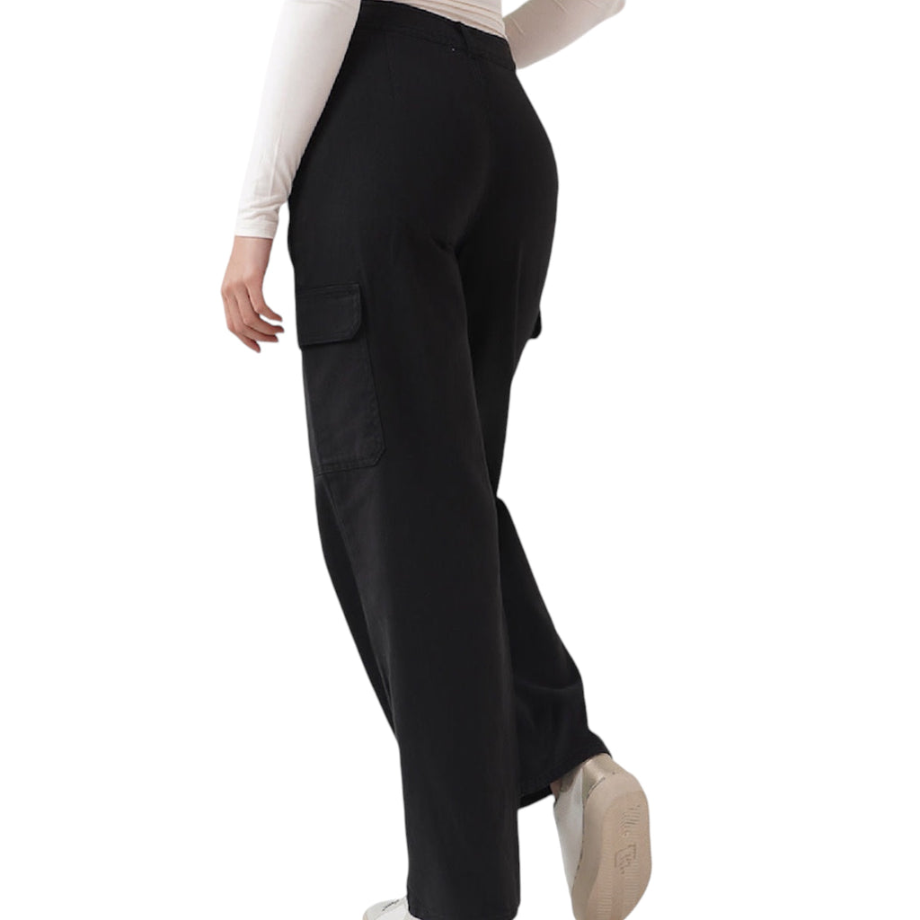Black Straight Leg Cargo Pants