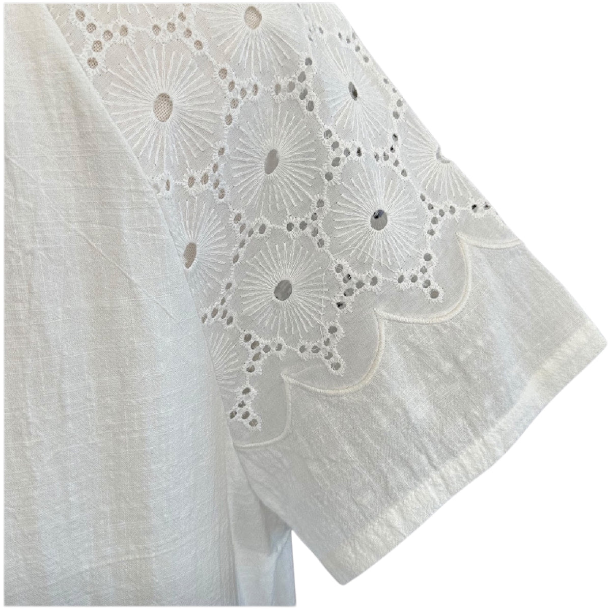 White Eyelet Neck Dress