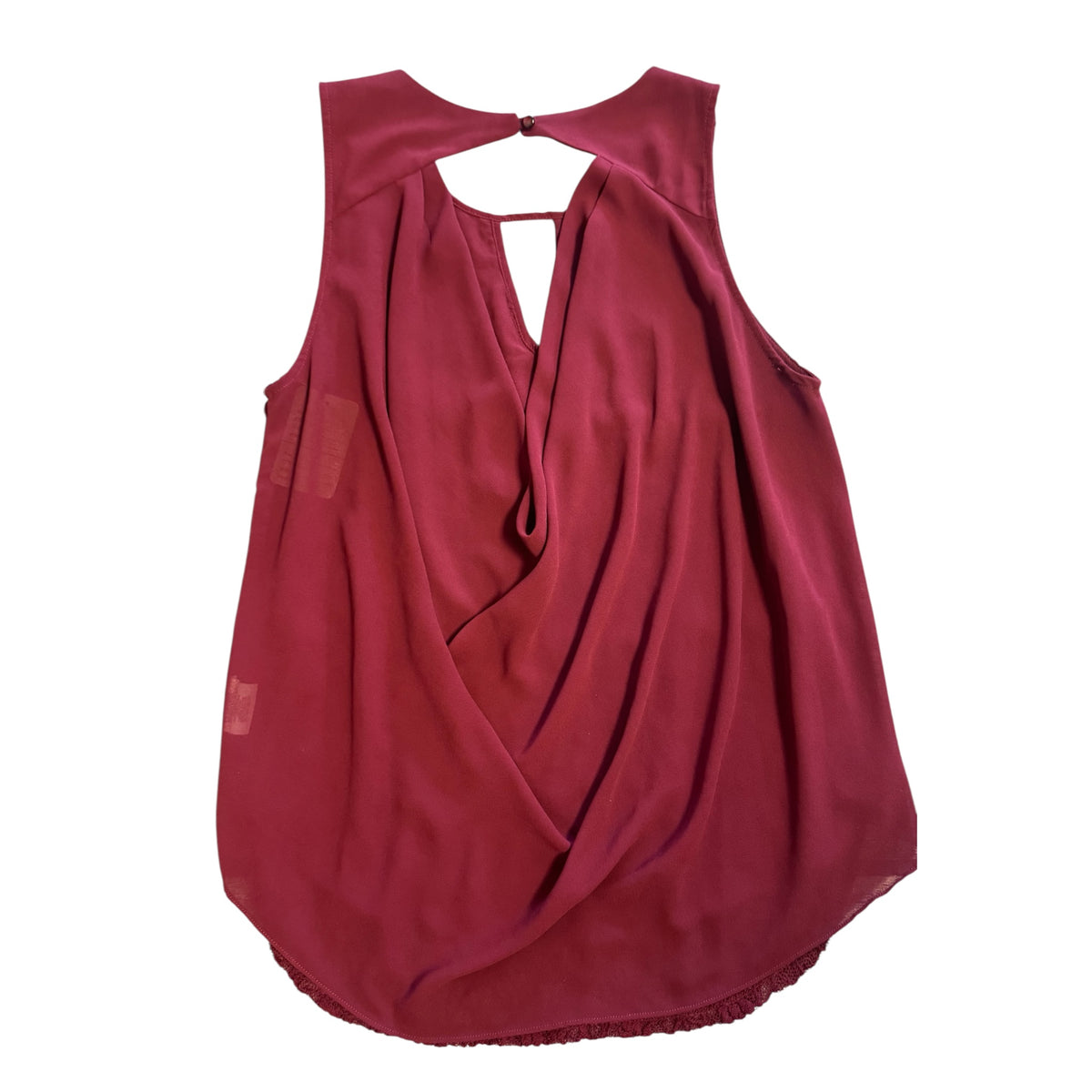 Lily White Sleeveless Burgandy Lacefront Blouse Size Large - RF