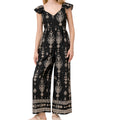 Black Mix Boho Jumpsuit