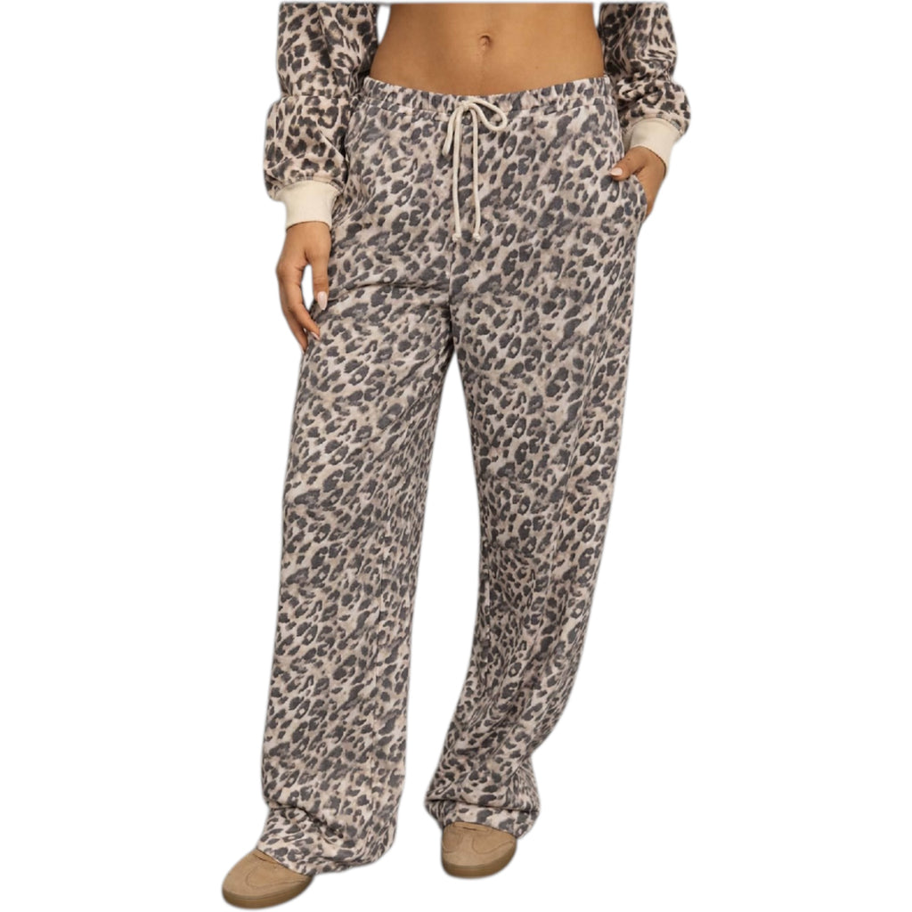 Cream Multi Leopard Wide Leg Lounge Pants