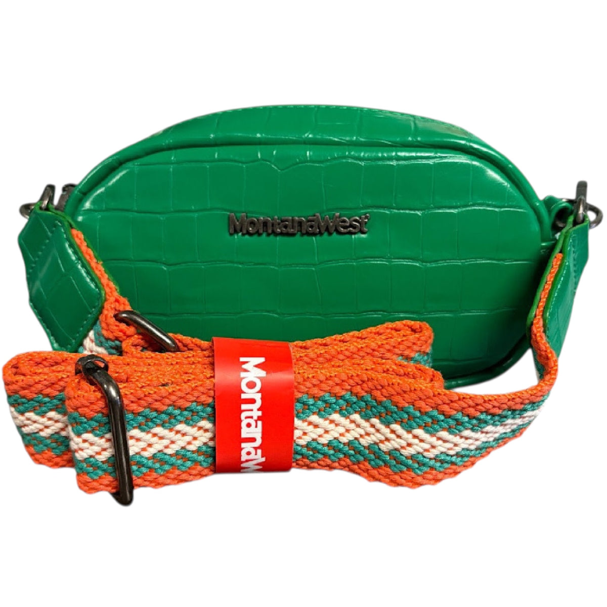 Montana West Kelly Green Crocodile Print Crossbody Bag