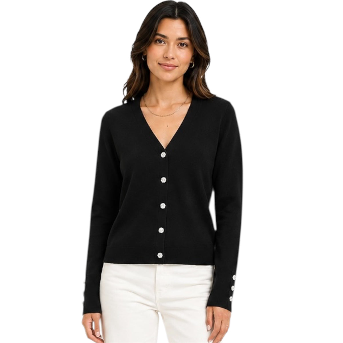 Black Jewel Button Cardigan