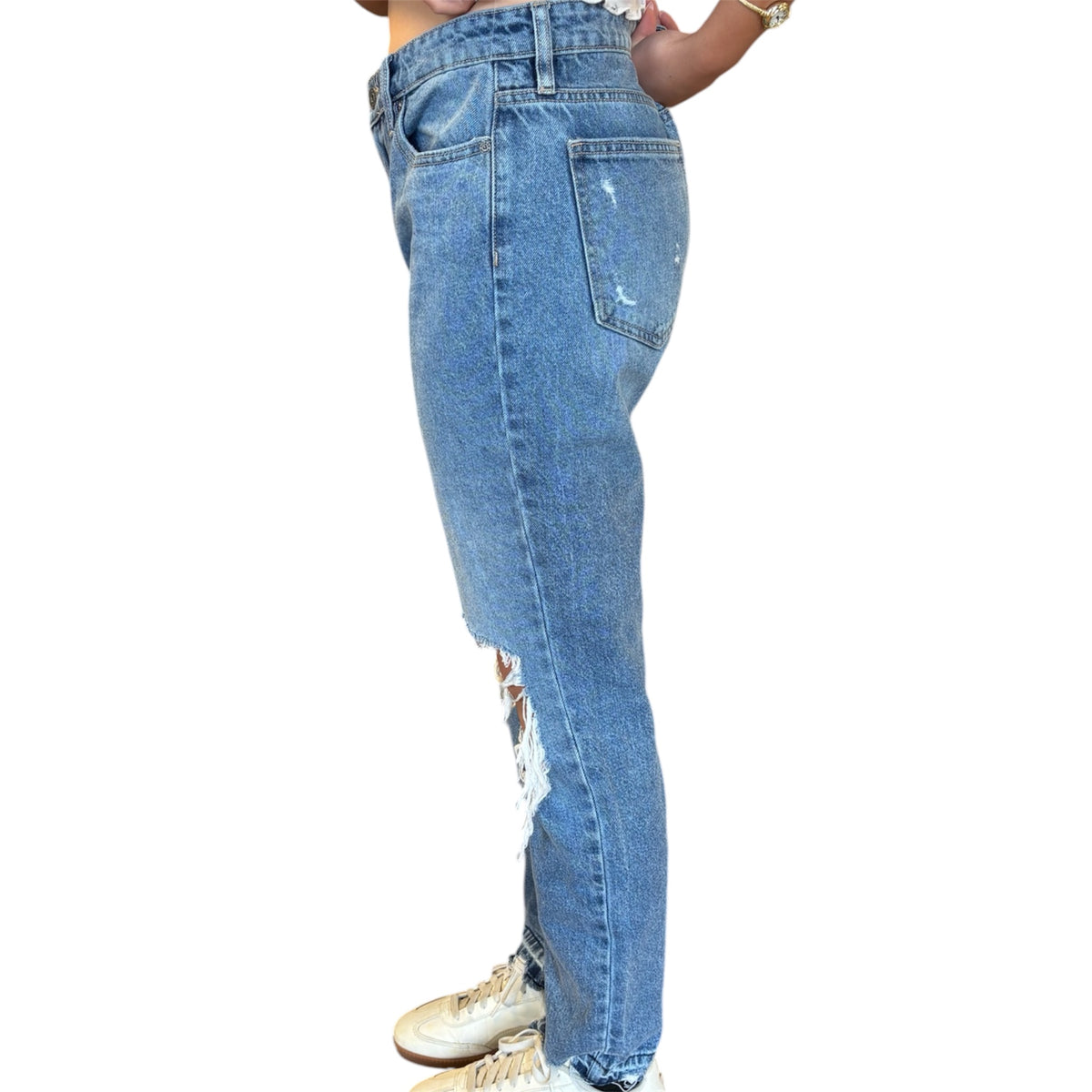 Hidden HD1340BF-M  Bailey Medium Wash Slim Boyfriend Ripped Jeans Size 27 - RF