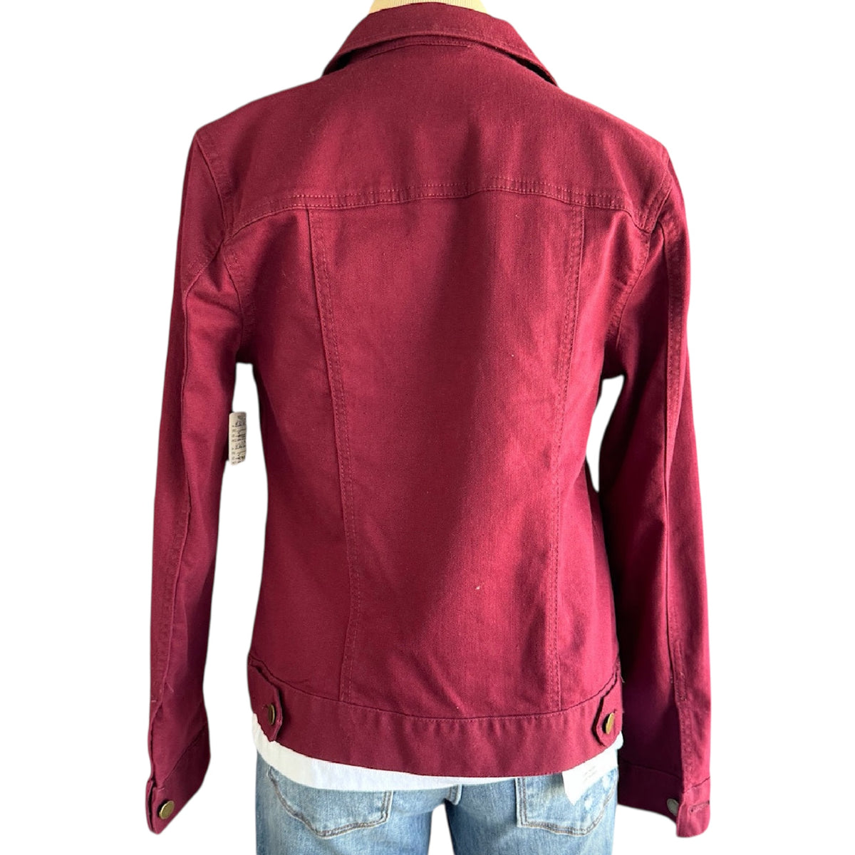 Market & Spruce Maroon Button Front Denim Jacket Size Small-RF