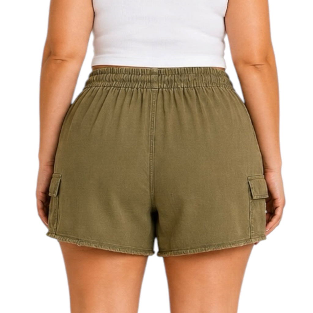 Curvy Olive Cargo Shorts