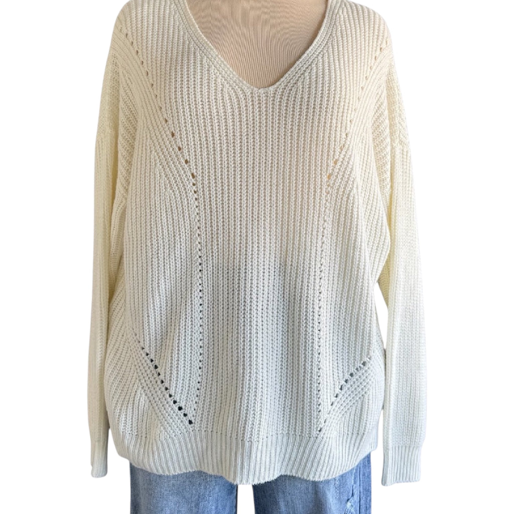 Charlotte Russe Cream Knit Sweater Size Large-RF