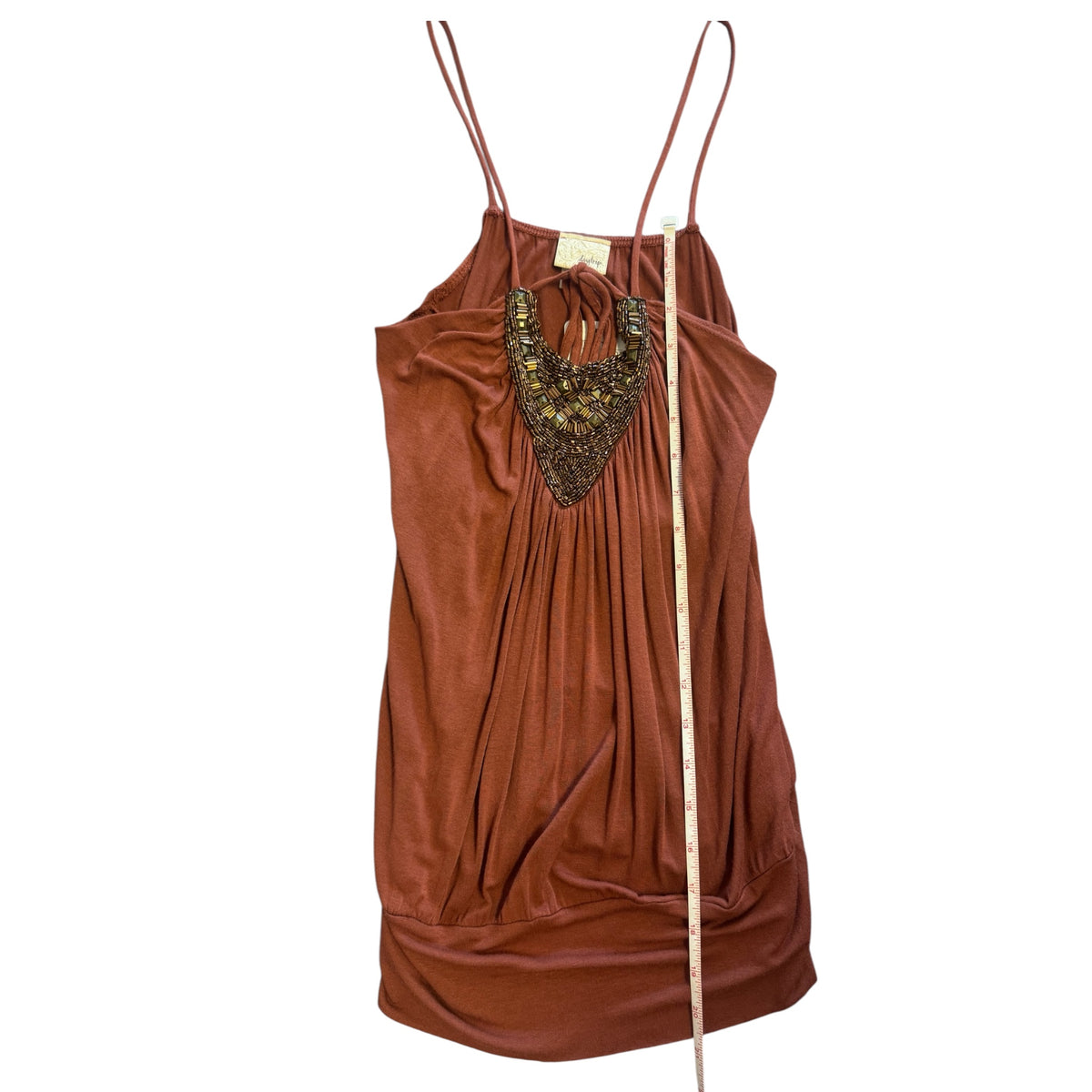 Daytrip Terracotta Sleeveless Beaded Top Size Small - RF