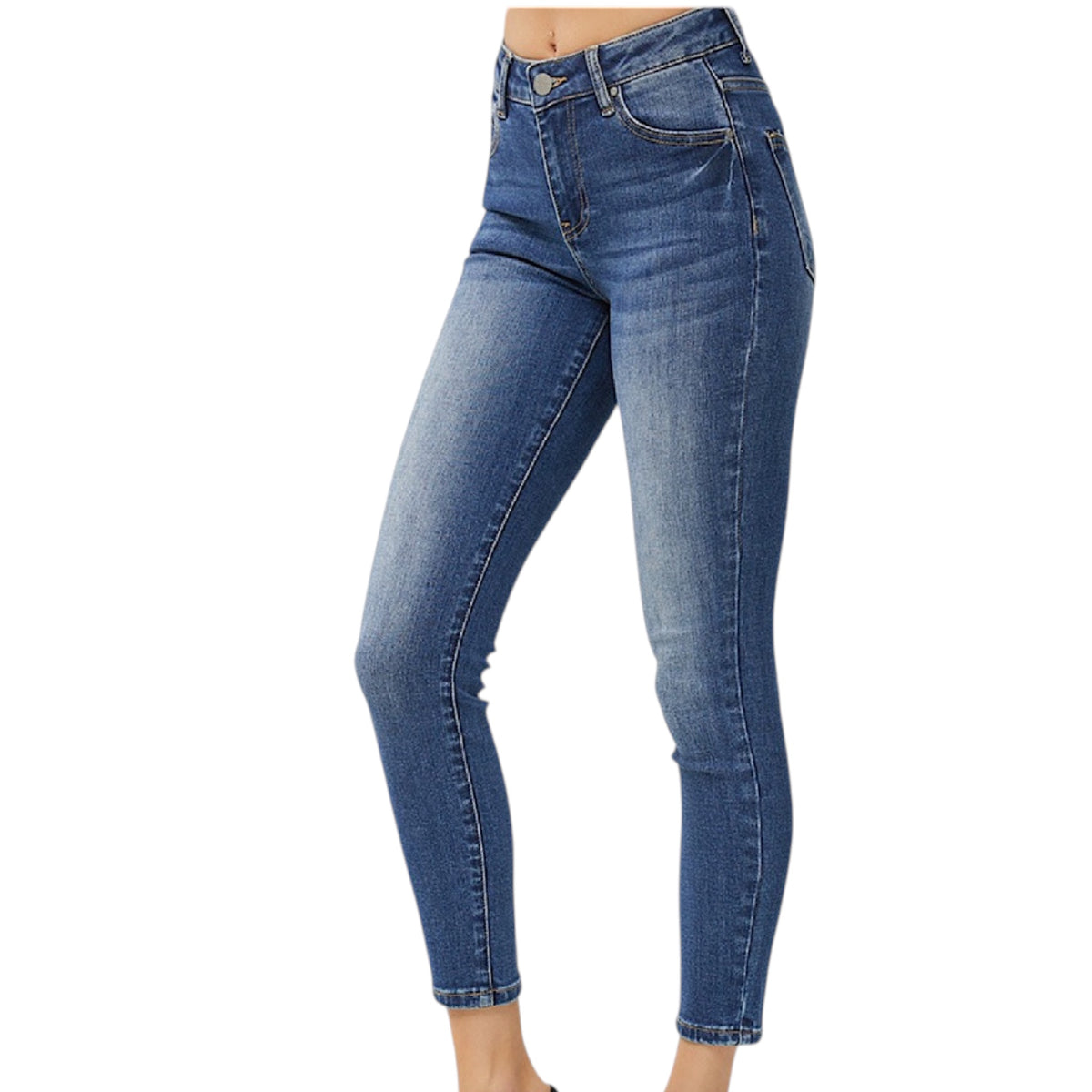 RISEN RDP5586 Dark High Rise Basic Ankle Skinny Jeans