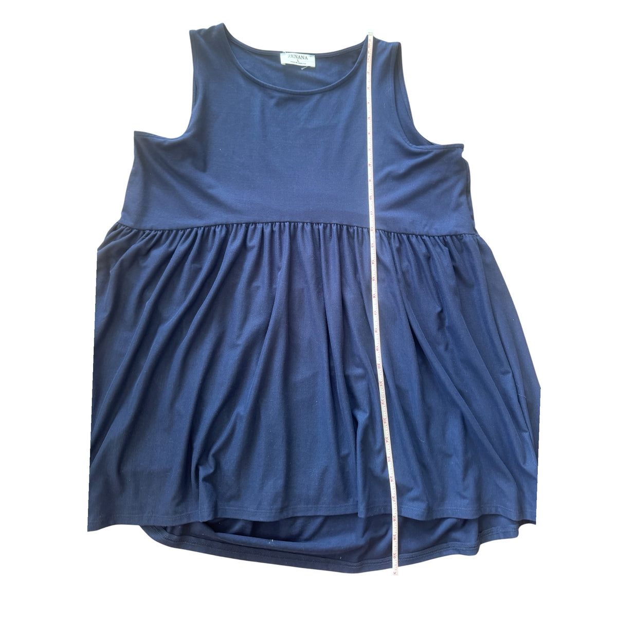 Zenana Navy Blue Tiered Sleeveless Tank Size L-RF