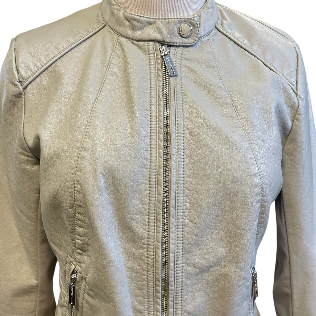 Kenneth Cole Light Taupe Leather Jacket Size S - RF