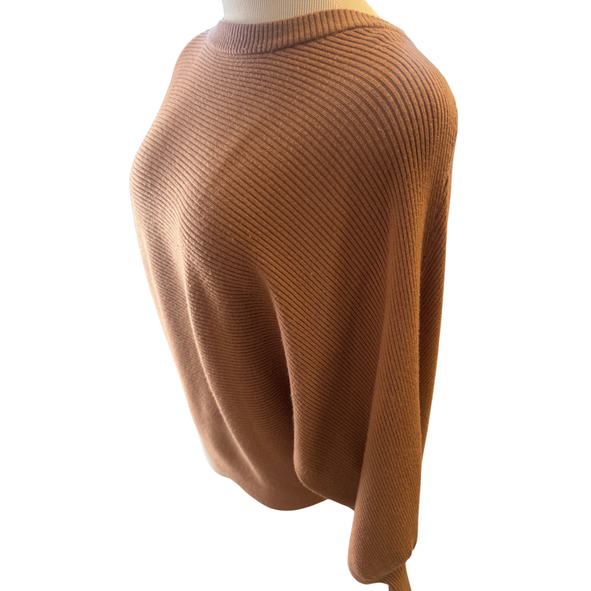 Cupio Golden Brown Ribbed Long Sleeve Sweater Size S - RF